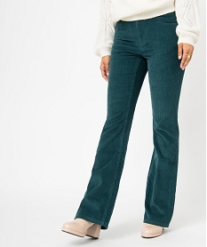 GEMO Pantalon femme en velours côtelé coupe Bootcut Vert