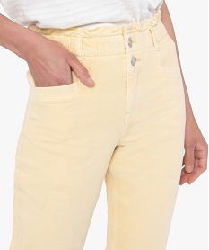 pantalon femme en toile denim avec ceinture elastique jauneI315001_2