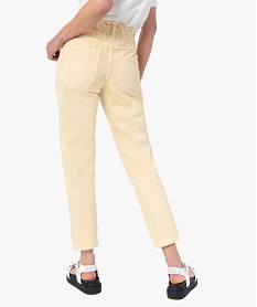 pantalon femme en toile denim avec ceinture elastique jauneI315001_3