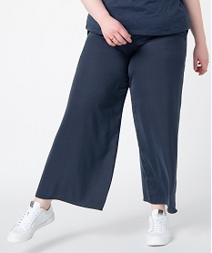 GEMO Pantacourt femme grande taille coupe large bleu standard