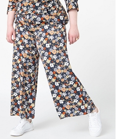 GEMO Pantacourt femme grande taille imprimé coupe large kaki fonce