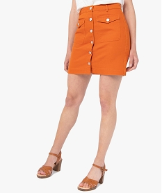 jupe femme en denim avec larges poches orangeI315701_1