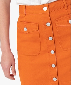 jupe femme en denim avec larges poches orangeI315701_2