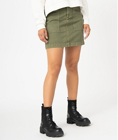 GEMO Jupe femme en toile de coton avec poches plaquées  ? kaki standard