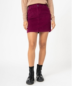 GEMO Jupe femme en velours côtelé avec taille froncée violet standard