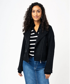 GEMO Blouson esprit motard en suédine femme noir standard
