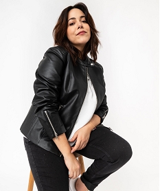 GEMO Blouson style biker femme grande taille noir standard