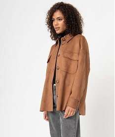 GEMO Veste femme forme chemise en suédine marron vif