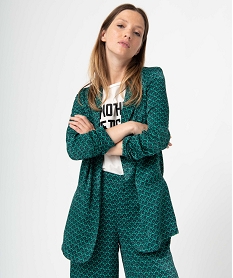 GEMO Veste blazer femme imprimée en matière satinée vert standard