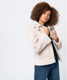GEMO Blouson femme réversible en suédine et sherpa - LuluCastagnette beige standard