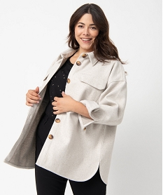 GEMO Veste femme grande taille mi-longue en maille douce Orange