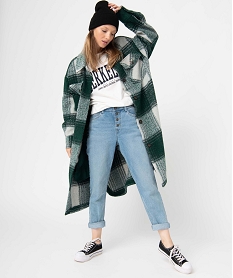 GEMO Manteau femme à carreau coupe chemise - Camps United vert standard