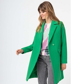 GEMO Manteau femme fermeture croisée fermeture bouton Vert