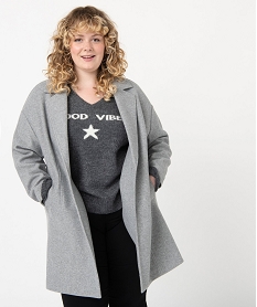 GEMO Manteau femme grande taille avec grand col gris standard