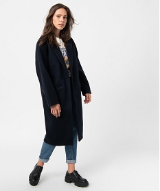 GEMO Manteau femme aspect drap de laine Bleu