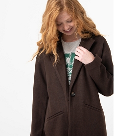 GEMO Manteau femme aspect drap de laine marron standard
