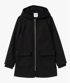 manteau femme a capuche doublee sherpa noir manteauxI321501_4