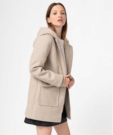 manteau femme a capuche doublee sherpa beigeI321601_1