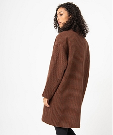 manteau femme en drap de laine motif pied-de-poule orangeI322201_3