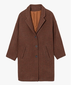 manteau femme en drap de laine motif pied-de-poule orangeI322201_4