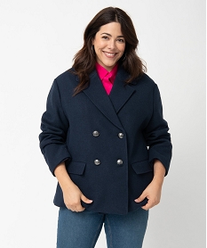 GEMO Manteau femme grande taille coupe caban bleu standard