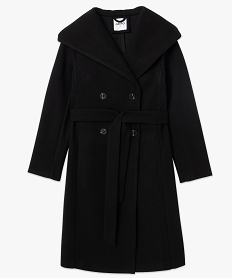 manteau femme mi-long a grand col capuche noirI322701_4