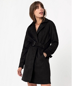 manteau trench en suedine avec ceinture femme noir manteauxI322901_1