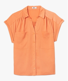 chemise femme a manches courtes en matiere satinee orange chemisiersI323001_4