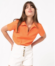 GEMO Polo femme à petits carreaux Orange