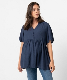 GEMO Blouse de grossesse et allaitement à manches courtes bleu standard