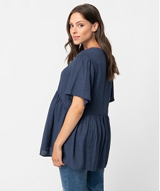 blouse de grossesse et allaitement a manches courtes bleuI323601_3