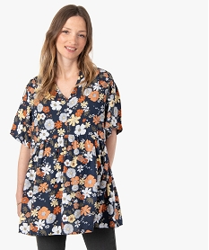 GEMO Blouse de grossesse à manches courtes à motifs fleuris kaki fonce