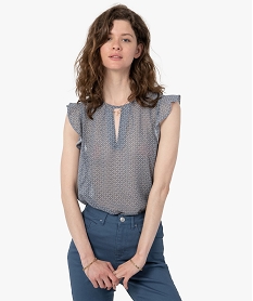 GEMO Blouse femme sans manches avec fente sur le décolleté Imprimé