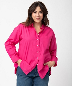 GEMO Chemise femme grande taille en coton rose standard