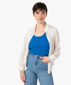 GEMO Chemise en satin à manches longues femme blanc chine