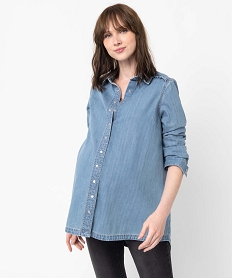 chemise de grossesse en jean avec details fronces bleuI325501_1