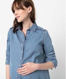chemise de grossesse en jean avec details fronces bleuI325501_2