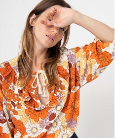 blouse femme imprimee avec volants sur le col imprime blousesI325901_1