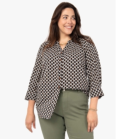 blouse femme grande taille imprimee a manches 34 blancI326101_2