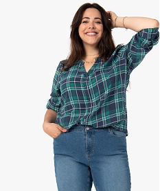 GEMO Blouse femme grande taille imprimée à manches 34 Bleu