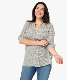 GEMO Blouse femme grande taille imprimée à manches 34 Imprimé