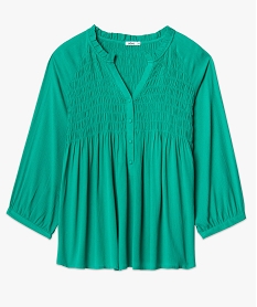 blouse femme grande taille en crepe avec buste smocke vert chemisiers et blousesI327101_4