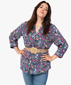 blouse femme grande taille imprimee a rayures pailletees imprime chemisiers et blousesI327201_1