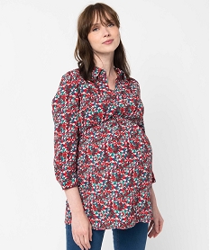 GEMO Blouse de grossesse fluide imprimée à manches 34 violet chine