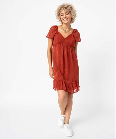 GEMO Robe femme imprimée avec volants dans le bas Imprimé