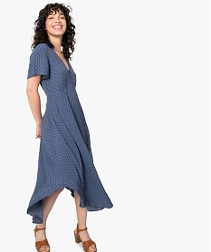 GEMO Robe femme longue imprimée à manches courtes Imprimé