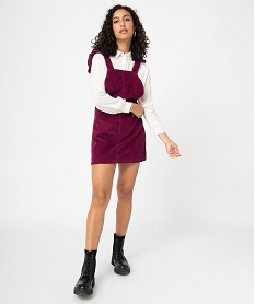 GEMO Robe femme en velours côtelé forme salopette violet standard