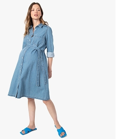 GEMO Robe de grossesse en jean à manches longues Bleu