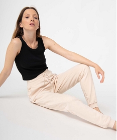 GEMO Pantalon de jogging femme molletonné Beige