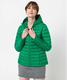 GEMO Doudoune à capuche rembourrage fin femme vert standard